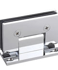 Hella Sturdy Brass Shower Door Hinges For Bathroom Glass, chrome finish, heavy duty clamps for up to half inch tempered panel.