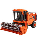 Durable Combine Harvester Toy For Kids And Boys Farm Tractor With Realistic Farmer Model Car Design In Orange For Children Kid Friendly Educational Play With Rugged Construction For Long Lasting Use, showing detailed toy with moving parts.