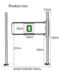 Product size illustration of Heavy Duty Stainless Steel Swing Gate With Automatic Self Closing Security Barrier dimensions.