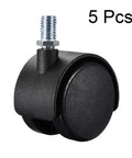 2 Inch Nylon Swivel Caster Wheels With M10 Threaded Stem 15mm Thread Length Twin Wheel Design 38lb Capacity Per Wheel Five Piece Set