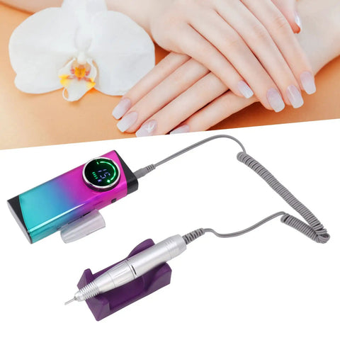 Image of Badass Cordless Electric Nail Drill Machine Packing 30000 Rpm Power with stylish design and ergonomic grinding head.