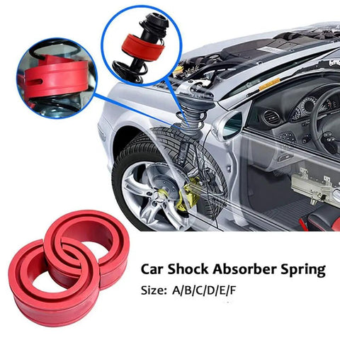 Universal Two Piece Red Rubber Shock Absorber Bushings For Heavy Hauler Car Suspension tuning, showing two red bushings and assembly.