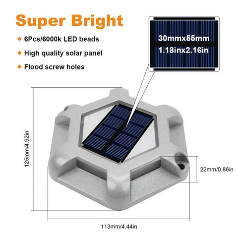 Dimensions and features of Solar Dock Lights For Driveways And Walkways 12 Pack Waterproof Aluminum LED Hexagon Step Lights