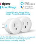 Zigbee Smart Outlet Plug Twin Pack Plays Nice With ST Hub Echo Plus Alexa And Google Assistant For Hands Free Voice Control