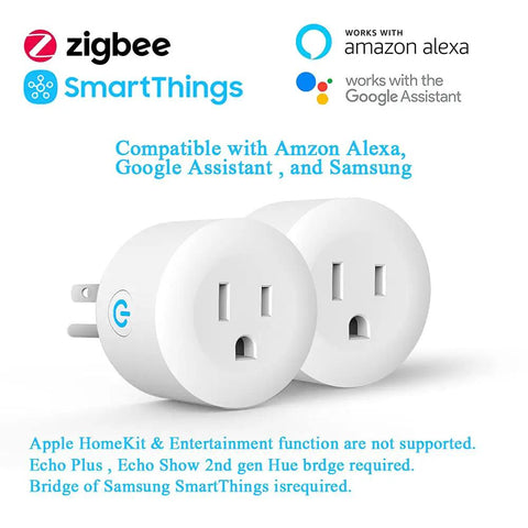 Zigbee Smart Outlet Plug Twin Pack Plays Nice With ST Hub Echo Plus Alexa And Google Assistant For Hands Free Voice Control