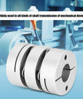 Aluminum alloy shaft coupling adapter for motor drive systems; GL 39x50-16x16, front view.