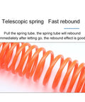 Slick Heavy Duty Polyurethane Air Hose Featuring Flexible Spring Pipe Design And Swiveling Industrial Couplers For No Sweat Pneumatic Projects And Air Compressor Tasks At 15 Meters, showing vibrant orange telescopic spring.