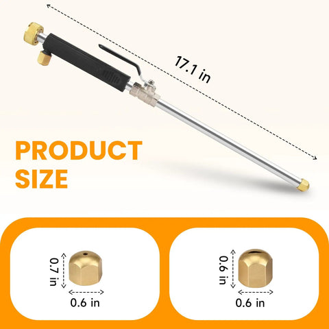 Jet Nozzle For Garden Hose And Power Washer Wand With Dual Nozzles And Quick Connectors Copper Fittings Heavy Duty Metal Spray