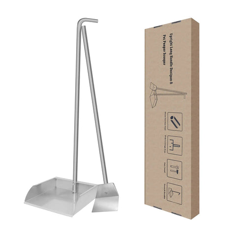 Heavy Duty Stainless Steel Pooper Scooper Set With 33.4 Inch Upright Dustpan And Spade For Indoor Outdoor Pet Waste Cleanup No Fuss