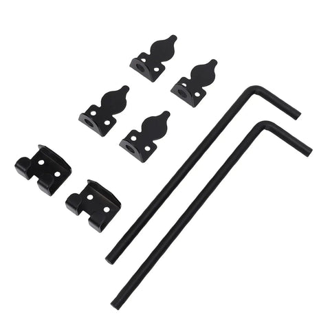Heavy Duty Cane Drop Bolt for Wooden Gates, Vertical or Horizontal Mount, Weatherproof Steel Gate Drop Rod, black steel set with brackets