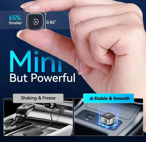 Chevrolet Colorado Plug And Play Compact Wireless Adapter With Built In Heat Dissipation Keeps Dash Cool, No Drama Freezes, Stable Streaming, Lightning Fast Auto Pair In 3 To 5 Seconds, Easy Daily Drive Connectivity For Your Ride. Mini 0.86 inch adapter in hand