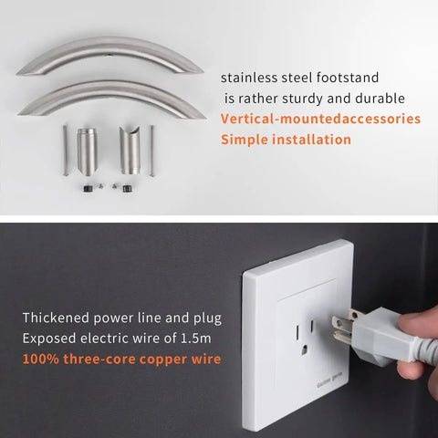 Installation accessories and plug-in for Freestanding 6 Bar Towel Warmer With Plug-In Option, 3 Modes, Brushed Stainless Steel
