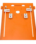Heavy Duty Circular Saw Base Plate For Router Table Insert, orange plastic with scale markings and mount holes