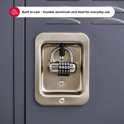 Set Your Own Combination Locker Padlock for Gym Lockers and Indoor Valuables, Customizable Dial Code on metal locker handle