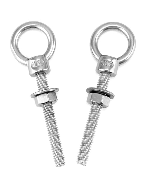 Ten Pack 316 Stainless Shoulder Eyebolts One Quarter Inch By Two Inch With High Corrosion Resistance And Four Hundred Pounds Working Load Limit