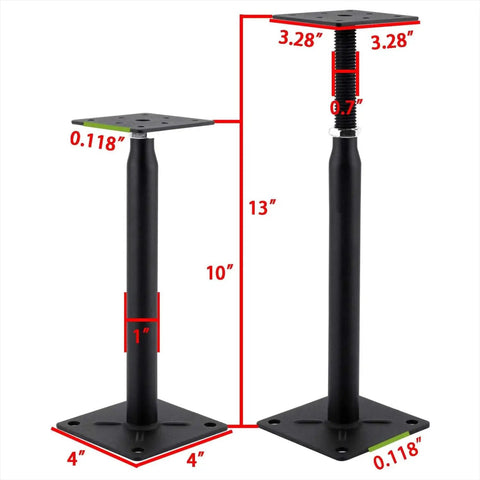 Beefy Mini Screw Jack Adjustable Floor Post Jack For Floor Joists 10 To 13 Inches Heavy Duty Support Black Side by Side View