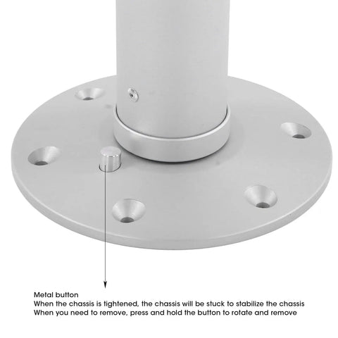 Detachable Adjustable Table Leg Lightweight Portable For RVs Yachts And Home Use Frosted Silver Aluminum Alloy base close-up