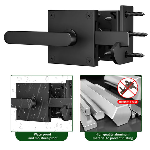 Beefy Double Sided Gate Latch For Outdoor Fences And Wood Gates With Dual Handles On Both Sides Aluminum Alloy Black Powder Coat