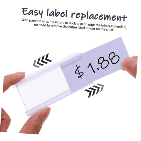 Heavy Duty PVC Wire Shelf Label Holders 30 Pack Clear Display Fronts Kick The Clutter Keep Tight Retail Setup Smooth Price Tag Swaps No Sweat Store Organization
