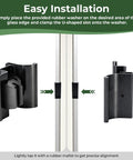Smooth Glide RV Tri Slide Shower Door Handle Kit And Frameless Glass Replacement Hardware installation example with rubber washer.