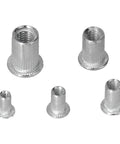 Portable Manual Rivet Gun Kit Made From Heavy Duty Stainless Steel And Durable Aluminum Alloy For Woodworking Home Projects And Diy Repairs That Are Super Easy To Grip And Use Effectively Today, five silver threaded rivet nuts