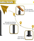 Tough As Nails Heavy Duty Wrought Iron Railing Spindles For Indoor Stairs And Decks black square posts with tilt top bracket.