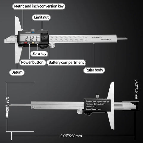Digital Depth Gauge Caliper For Accurate Depth Measurement 0 To 150mm 0.01mm Resolution Stainless Steel DIY And Pro Use