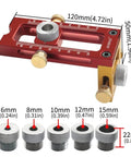 Pro Level 2 In 1 Cross Dowel Drill Guide Kit With Adjustable Pocket Hole Locator showing precise measurements and alignment features.