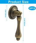 Antique Brass Door Handle Set 2.44 By 0.94 Inches Ten Pack With Tear-Drop Knobs Solid Zinc Construction Vintage Bronze Finish