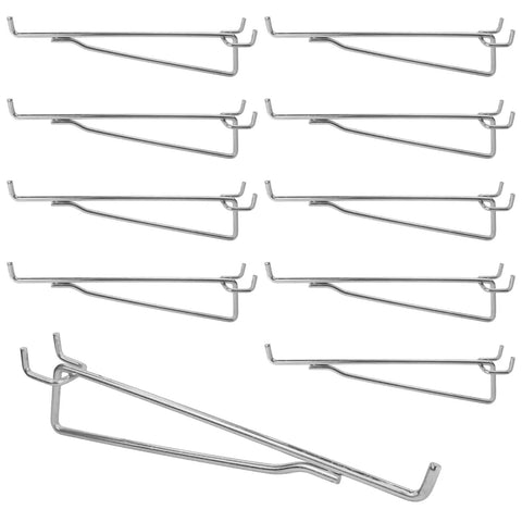 Heavy Duty Pegboard Hooks Kit Ten Pack Eight Inch Silver Pegboard Brackets One Quarter Inch Pegboard Organizer Accessories