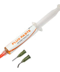 Rosin Flux Gel Paste For Electronics Soldering, Tacky No Clean Flux Syringe 10 G, Lead Free Solder Paste shown with applicator tips