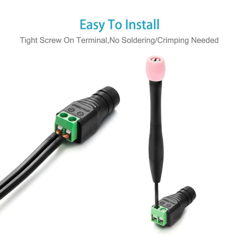 Built Tough Female Dc Power Connectors 5.5Mm X 2.1Mm Barrel Jack Socket showing screw terminal for easy installation and connection.