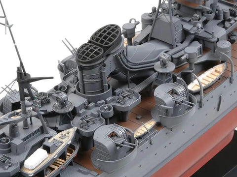 Top view of Premium Mogami Aircraft Carrier Model Kit In 1/350 Scale detailing deck features and assembly components.