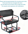 Two-Child Tricycle Rear Seat for Adult Three-Wheeled Bikes, Detachable and Wide 27.5-Inch Backrest Seat With Seat Belts, Includes Bottom Basket, Perfect for 24-Inch Wheels, Carry Two Kids Comfortably. Black metal rear bike seat with 27in measurements and mounting hole spacing details.