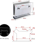 Heavy Duty 304 Brushed Stainless Steel Glass Shower Hinges dimensions, 90mm x 20mm, showing steel structure and detailed measurements.