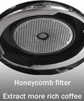 Close-up of honeycomb filter on Next Level Red Semi Automatic Espresso Machine And Coffee Maker Boasting A Bright Led Screen Hot Steam Frother And A Sweet One Point Seven Liter Water Tank For Fire Shots.