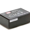 Ultra Compact 60W 12V 5A AC to DC Power Supply Module for PCB or Chassis Mounting, Global 85-305VAC Input, 12V Regulated Output, Space Saving Mini Converter With Optional Screw Terminals for Easy Integration. Black rectangular metal AC-DC module, 100-240V input