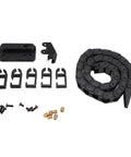 16.9 Inch Black ABS Drag Chain Cable Carrier With Flexible Wire Track for 3D Printers and CNC Machines, screws and connectors displayed