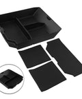Straight Up Rugged Black Abs Center Console Storage Tray For Tesla Cybertruck 2024 with divided compartments and inserts.