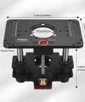 Precision Router Table Lift System With Heavy Aircraft Grade Aluminum Rock Solid Stability For 69 Millimeter Motors, top view with measurements