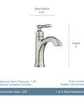 Halle Spot Resist Brushed Nickel One Handle Bathroom Sink Faucet With Optional Deck Plate Aerated Water Flow Flexible 1 Or 3 Hole Installation