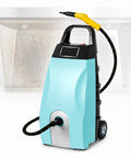 Heavy Duty Industrial Steam Cleaner 3000W Power With 3.5L Tank And Adjustable Flow For Deep Cleaning Jobs Blue Model beside a dirty kitchen vent.