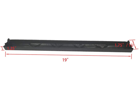 Front view of Blanking Panel 1U 19 Inch Rack Mount Kit Black, dimensions marked, ideal for Server Cabinets and Network Racks.