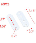 Premium White Iron Flat Brackets With Screws 20 Pack Heavy Duty Right Angle hardware, 2.16 x 0.7 inch, designed for secure DIY projects.