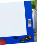 Badass Vending Machine T Handle Lock Kit With Keys High Security Snack Dispenser Access Control Smooth Install Solid Build Quality For Construction Sites And Retail Operations Keep Everything Locked Down Tight Secure, silver lock on blue vending machine front