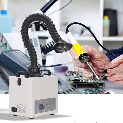 Solder Fume Extractor For DIY Welding And Soldering 100W Desktop Smoke Absorber in use during soldering process