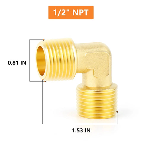Brass 90 Degree Street Elbow Pipe Fitting Set for Plumbing One Half Inch NPT Male To One Half Inch NPT Male Barstock