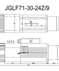 Professional Air Cooled Spindle Motor 9Kw 220V 380V With Automatic Tool Change Iso30 Collet technical drawing and dimensions.