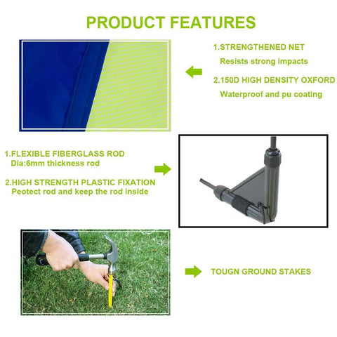 Product features of Two Pack Pop Up 4Ft Soccer Goals for Kids, Easy Setup, Portable Backyard Training Nets with 8 Field Cones and Stakes