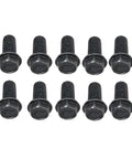 Hardcore Carbon Steel Button Head Hex Flange Bolts For Cutting Machines And Precision Instruments Deliver Dead Tight Grip And Zero Fuss Mounting Shop Grade Metric Fasteners, 10-pack of black flanged hex bolts.